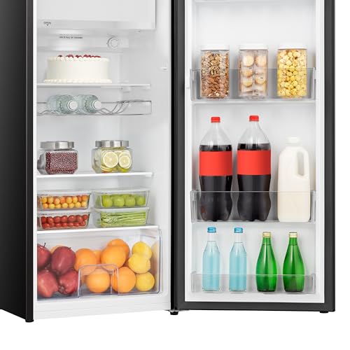 Hisense RR220D4BBE 52cm Freestanding Retro Fridge - 165-litre capacity with 4 star Ice box - Auto Defrost - Wine Rack - Black- E Rated, H128 x W51.9 x D51.3