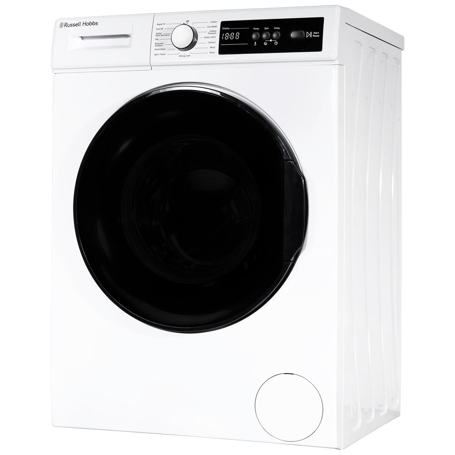 Russell Hobbs Freestanding Washing Machine, 8kg Capacity, 1400 rpm, 15 Programmes, Eco Technology, Rapid Wash Cycles, White, RH814W111W