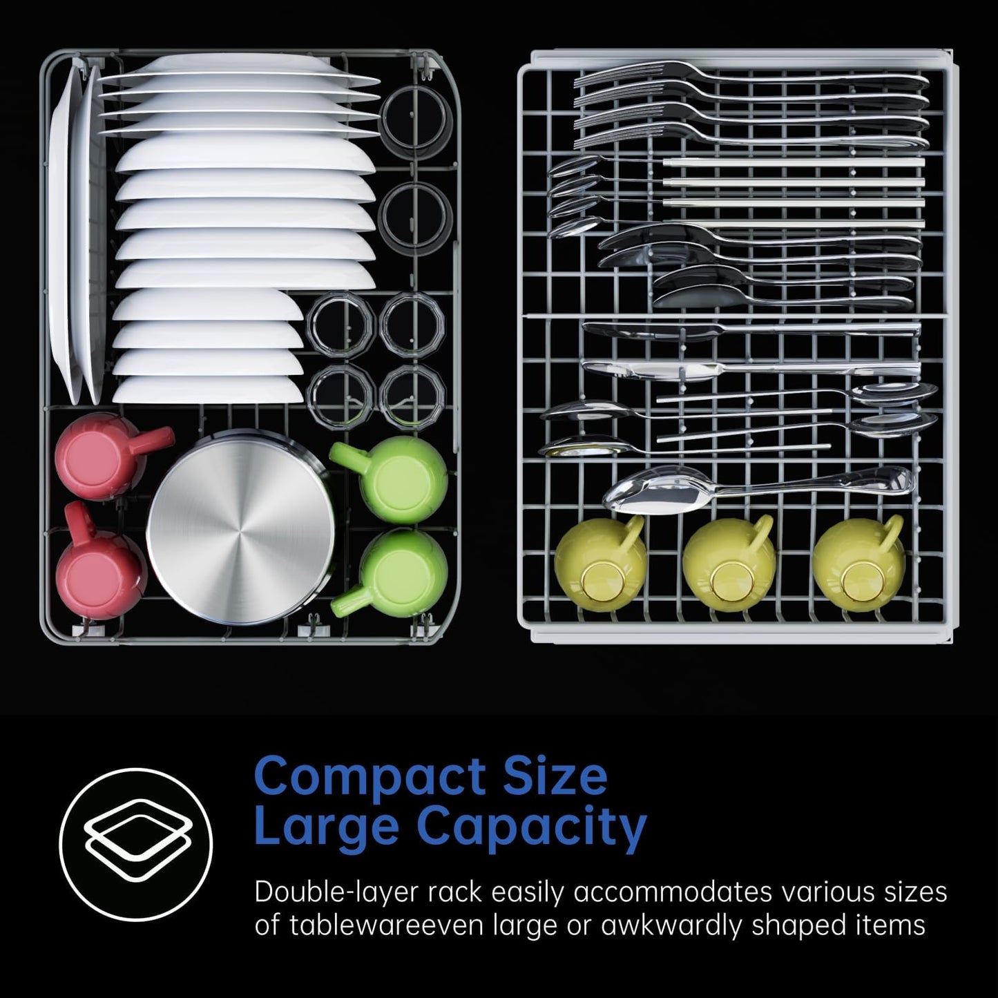 AIRMSEN 2025 NEW Upgraded Table Top Dishwasher with Soft Water Salt Function, Portable Countertop Dishwasher with 9 Programs & 5L Tank, 2-12H Delay Start & 360° Triple Spray Arms, White