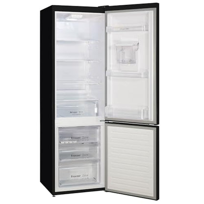 Russell Hobbs Fridge Freezer Freestanding Frost Free with Water Dispener Reversible Door, Adjustable Thermostat & Feet, 70/30 279L, 180cm High, LED Light, 2 Year Guarantee Black RH180FFFF551E1BWD