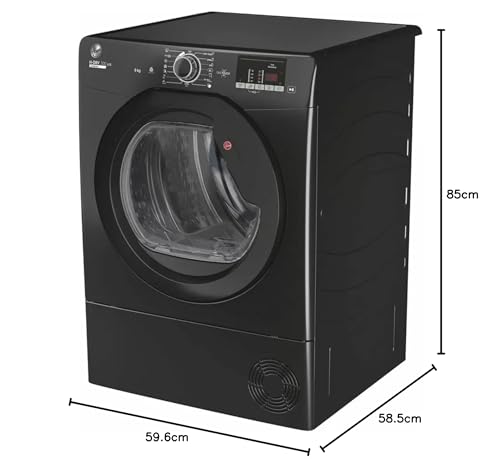 Hoover HLEC9DGB H-Dry 300 9kg Condenser Tumble Dryer, Black, Sensor dry, NFC