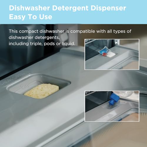 COMFEE' Table Top Dishwasher, Mini Countertop Dishwasher with 6+3 Programs, Steam Wash, Baby Care & Fruit Wash, No plumbing, Delay Start, 72H Storage - White