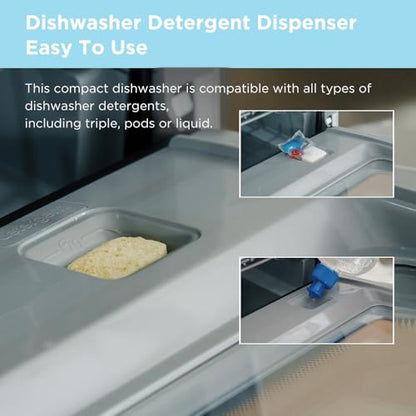 COMFEE' Table Top Dishwasher, Mini Countertop Dishwasher with 6+3 Programs, Steam Wash, Baby Care & Fruit Wash, No plumbing, Delay Start, 72H Storage - White