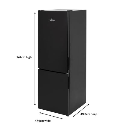 Willow WFF157B 157L Freestanding 70/30 Fridge Freezer with Adjustable Thermostat, Mark-Proof Finish, Low Frost, 2 Year Warranty - Black