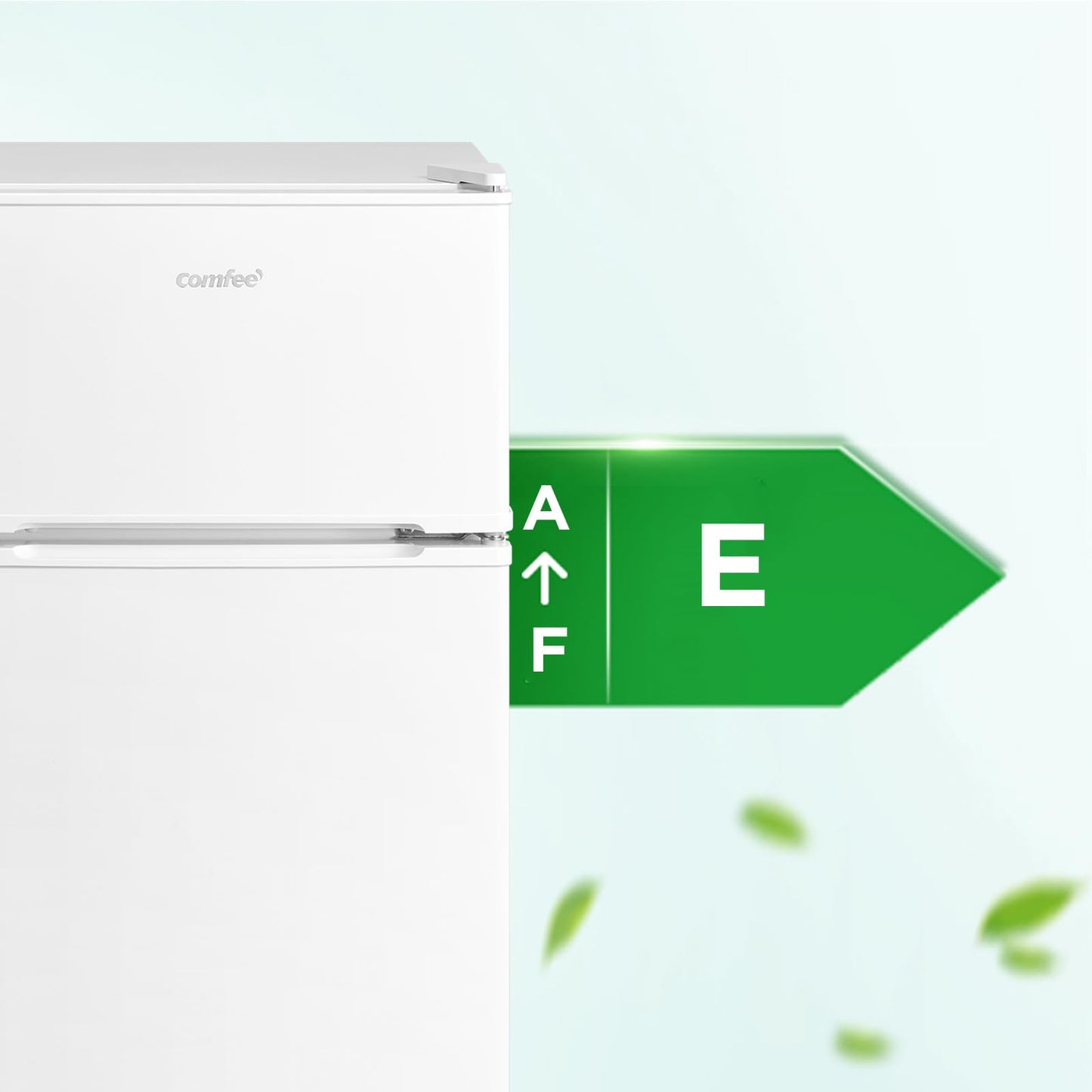 COMFEE' RCT87WH2(E) 87L Under Counter Fridge Freezer, Interior Light, Adjustable Shelves, Reversible Door, Low Noise, White