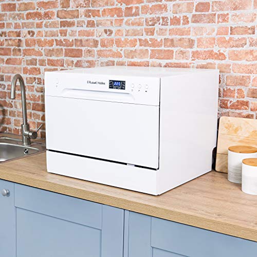Russell Hobbs RHTTDW6W Freestanding Compact Dishwasher, Eco mode, 6 place_settings, White, Noise level : decibels 52
