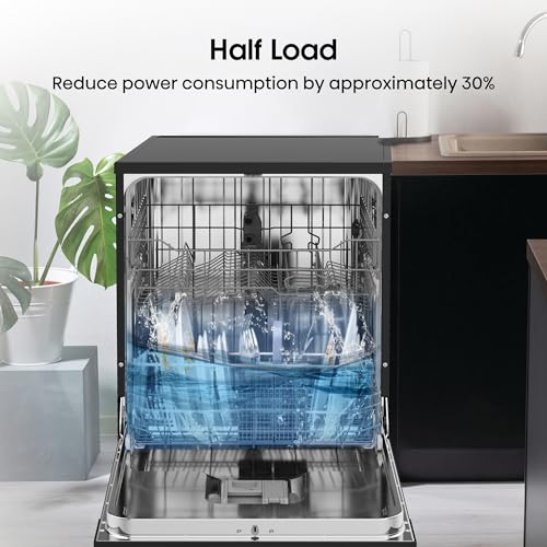 Hisense HS622E90BUK Freestanding Standard Dishwasher 85cm High - E Rated, Black, 24 x 23 x 33 inches (L x W x H) [Energy Class E]