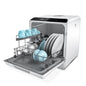 Hermitlux Table Top Dishwasher, Mini Countertop Dishwasher with 4 Place Settings, 5L Built-in Water Tank, 6 Programmes, Touch Control, Baby Care and Fruit Wash, White
