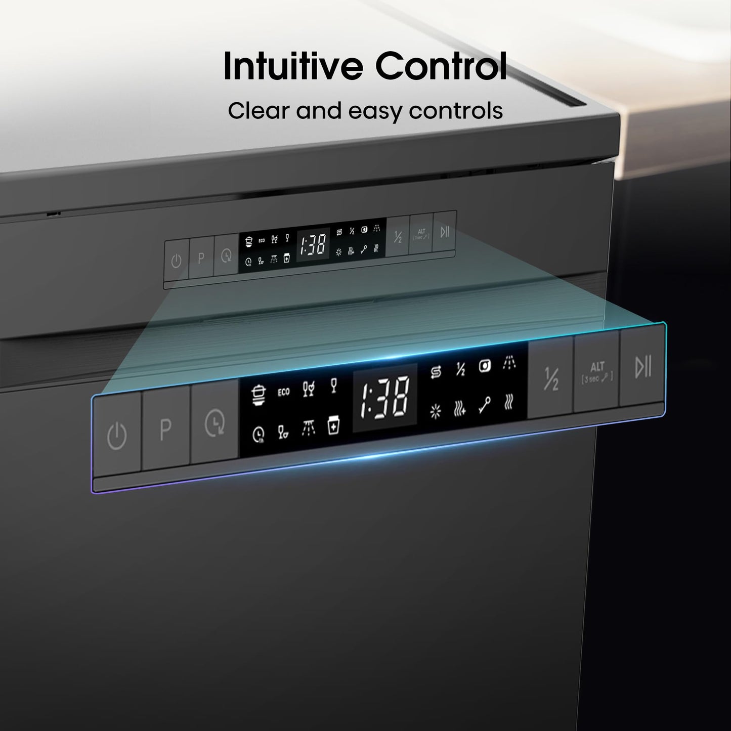 Hisense HS622E90BUK Freestanding Standard Dishwasher 85cm High - E Rated, Black, 24 x 23 x 33 inches (L x W x H) [Energy Class E]