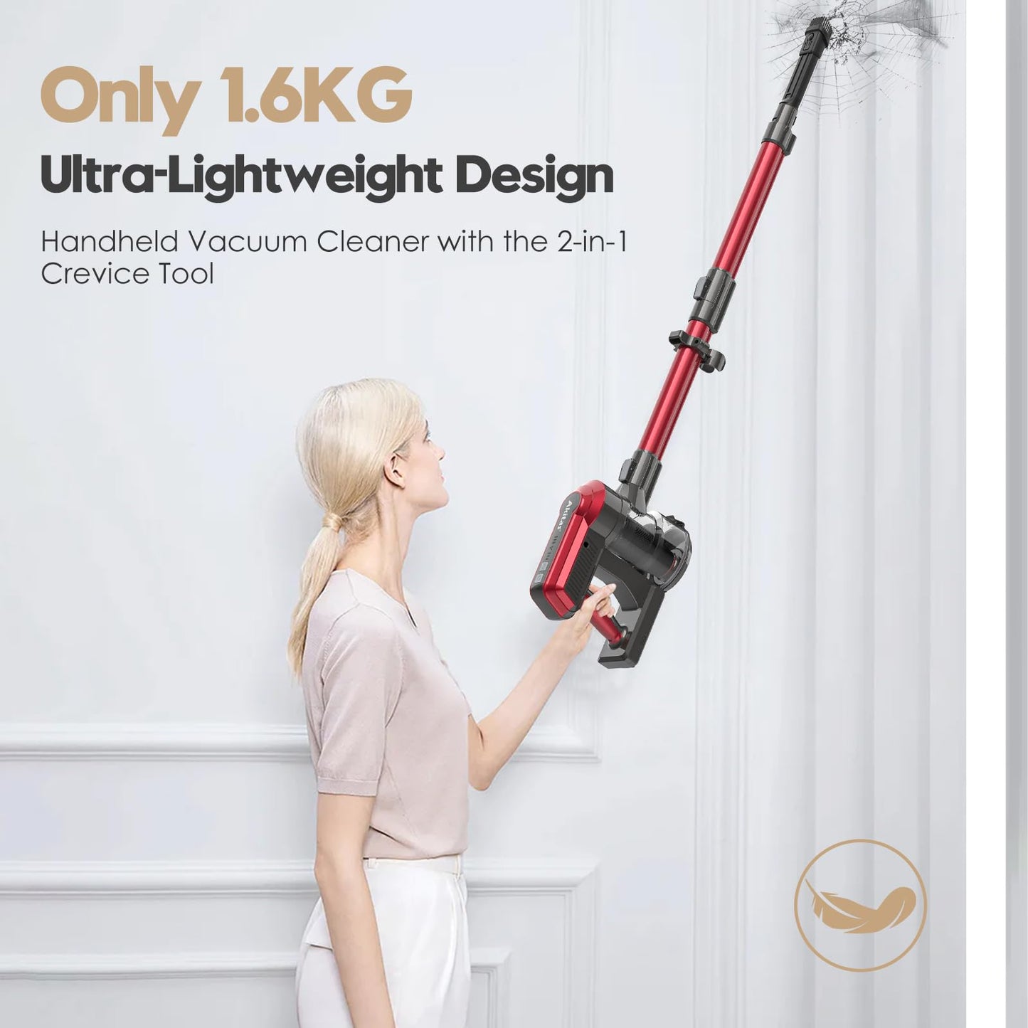 Akitas V10 30v 450W Max 50 Mins 3 Speed Cordless Vacuum Cleaner Upright Handheld Stick Lightweight Brushless Digital Control Motor Rechargeable Lithium Battery Good For Carpet Pet Hair