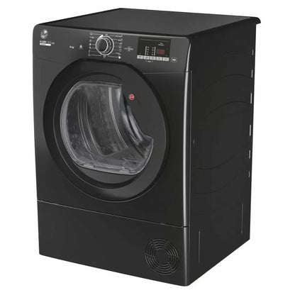 Hoover HLEC9DGB H-Dry 300 9kg Condenser Tumble Dryer, Black, Sensor dry, NFC