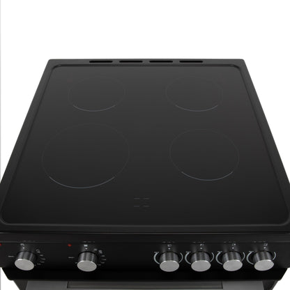 Willow WT60CCB 68L Freestanding Electric Cooker, Twin Cavity Cooker with Ceramic Hob and 31l Grill Cavity, 2 Years Warranty - Black