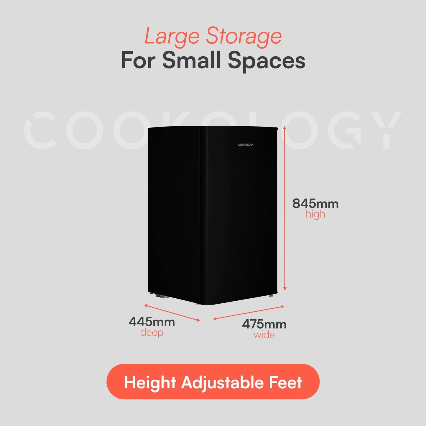 Cookology UCFZ60 Freestanding Under Counter Freezer in Black - 60 Litre Capacity - 48cm Width - Practical Reversible Door - 3 Large Compartments - 4 Star Rating