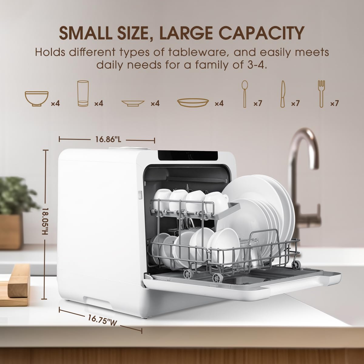 HAVA Table Top Dishwasher, New Upgraded Model Countertop Dishwasher 8 Wash Programs with Child Lock & Delayed Start Function, 5L Water Tank - No Hookup Needed
