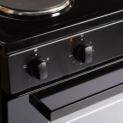 Cookology CFSP600BK/1 Freestanding Electric Single Cooker in Black - Solid Plate Top - 68 Litre Capacity - 60cm Wide - 4 Cooking Zone Hob - Analogue Dials