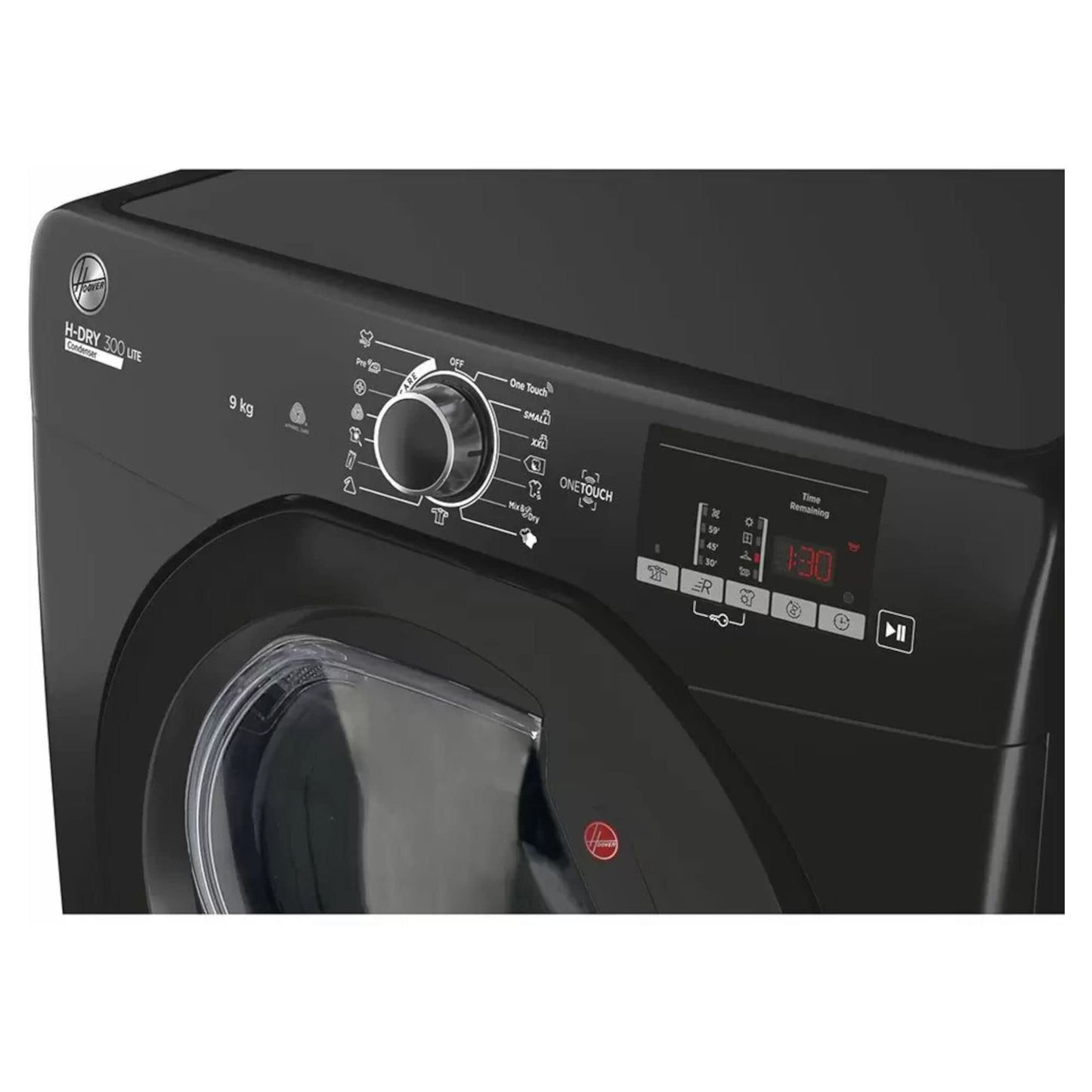 Hoover HLEC9DGB H-Dry 300 9kg Condenser Tumble Dryer, Black, Sensor dry, NFC