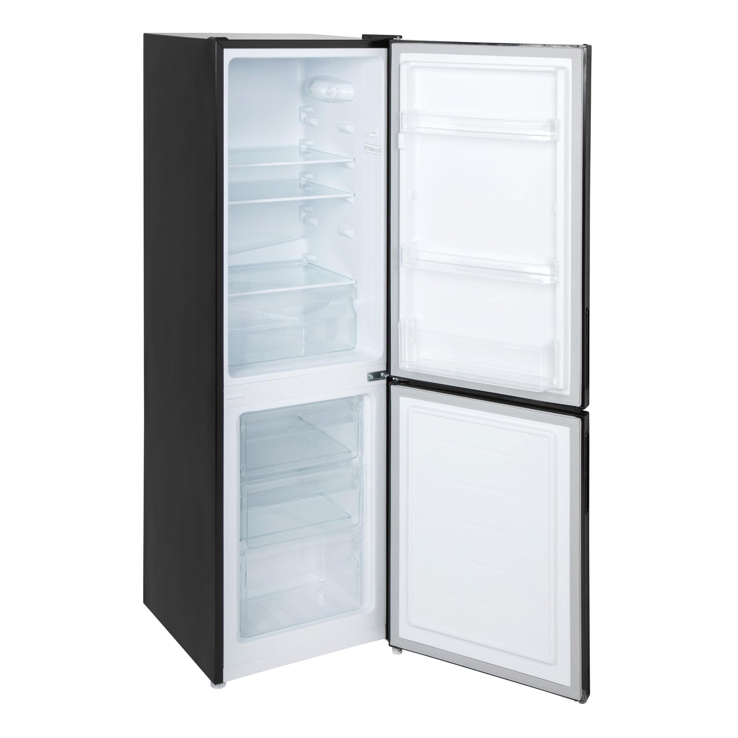 Willow WFF157B 157L Freestanding 70/30 Fridge Freezer with Adjustable Thermostat, Mark-Proof Finish, Low Frost, 2 Year Warranty - Black