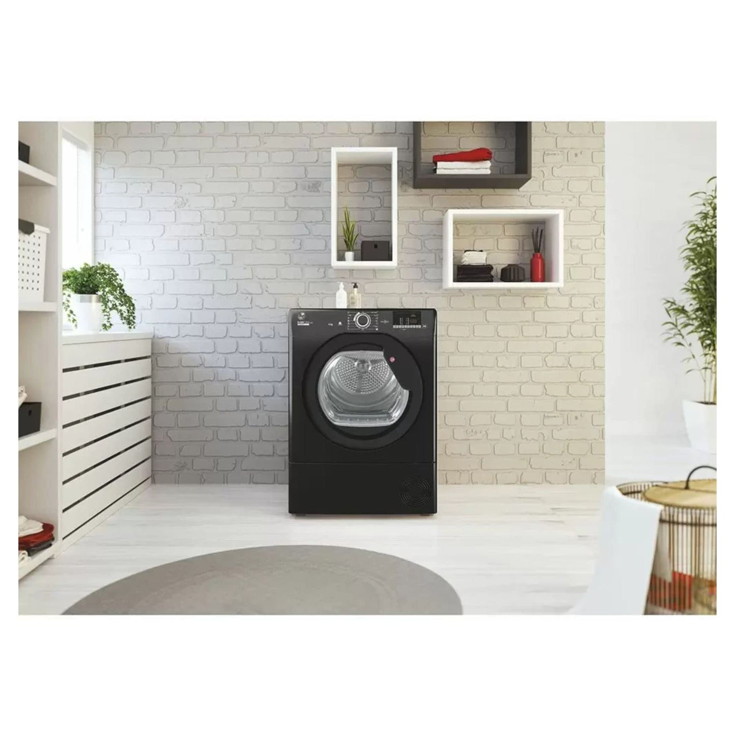 Hoover HLEC9DGB H-Dry 300 9kg Condenser Tumble Dryer, Black, Sensor dry, NFC