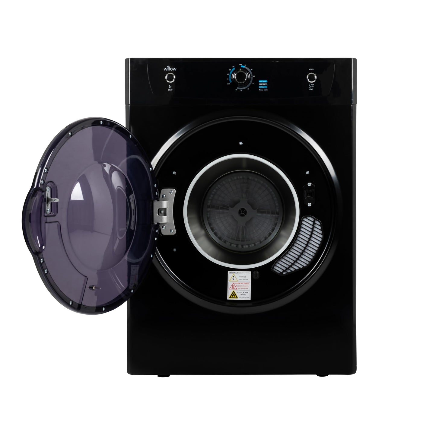 Willow WTD7B 7kg Vented Dryer, Front Loading with Child Lock, 3 Temperatures, Mehanical Controls, Crease Guard, 2 Year Warranty - Black