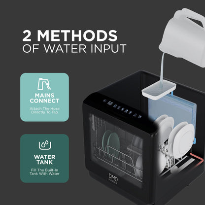 DMD Collective – Mini Table Top Dishwasher, Touch Screen Countertop Dishwasher, 5L Built-in Water Tank No Plumbing, with Touch Control, LED Display, Drying Cycle & Fruit Wash