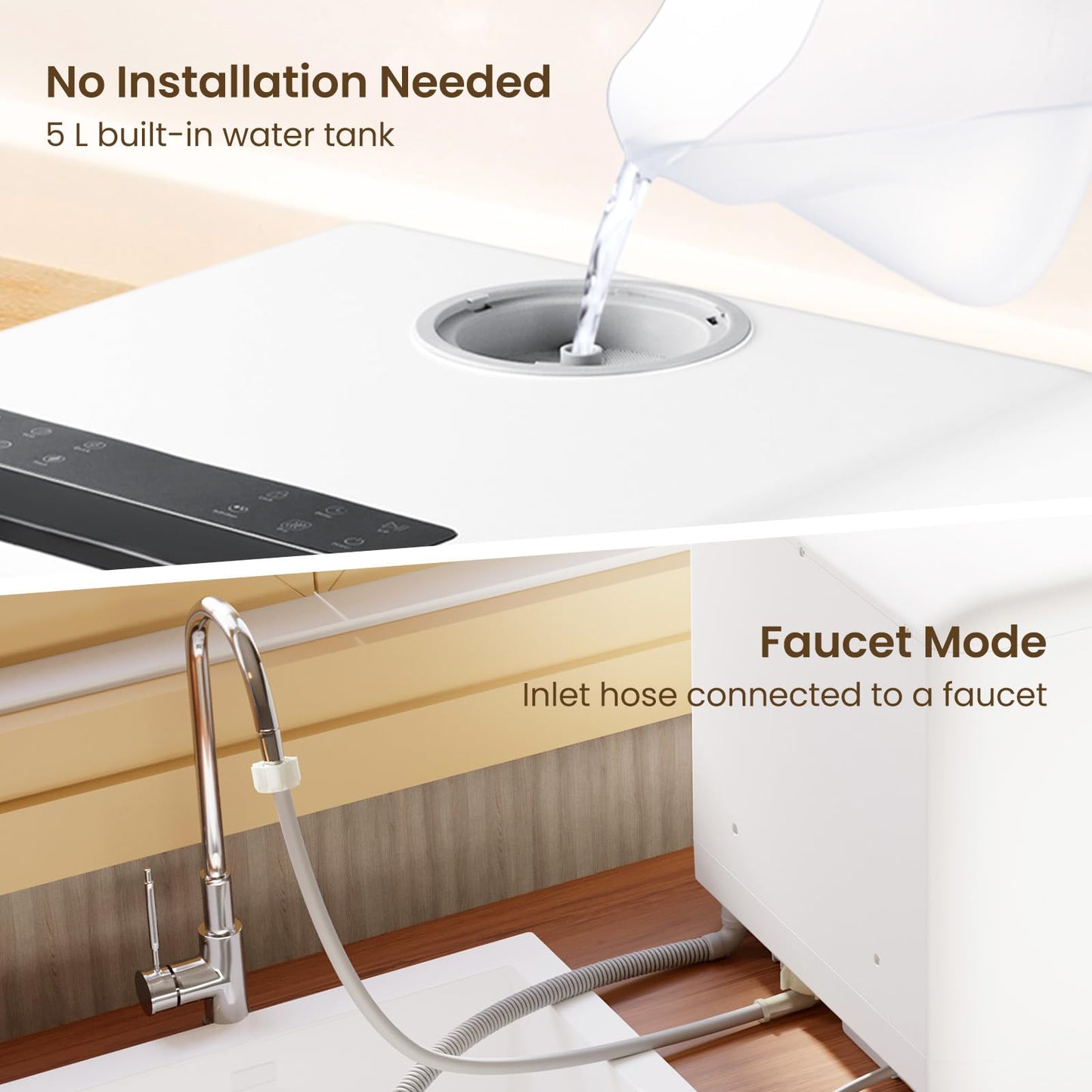 HAVA Table Top Dishwasher, New Upgraded Model Countertop Dishwasher 8 Wash Programs with Child Lock & Delayed Start Function, 5L Water Tank - No Hookup Needed