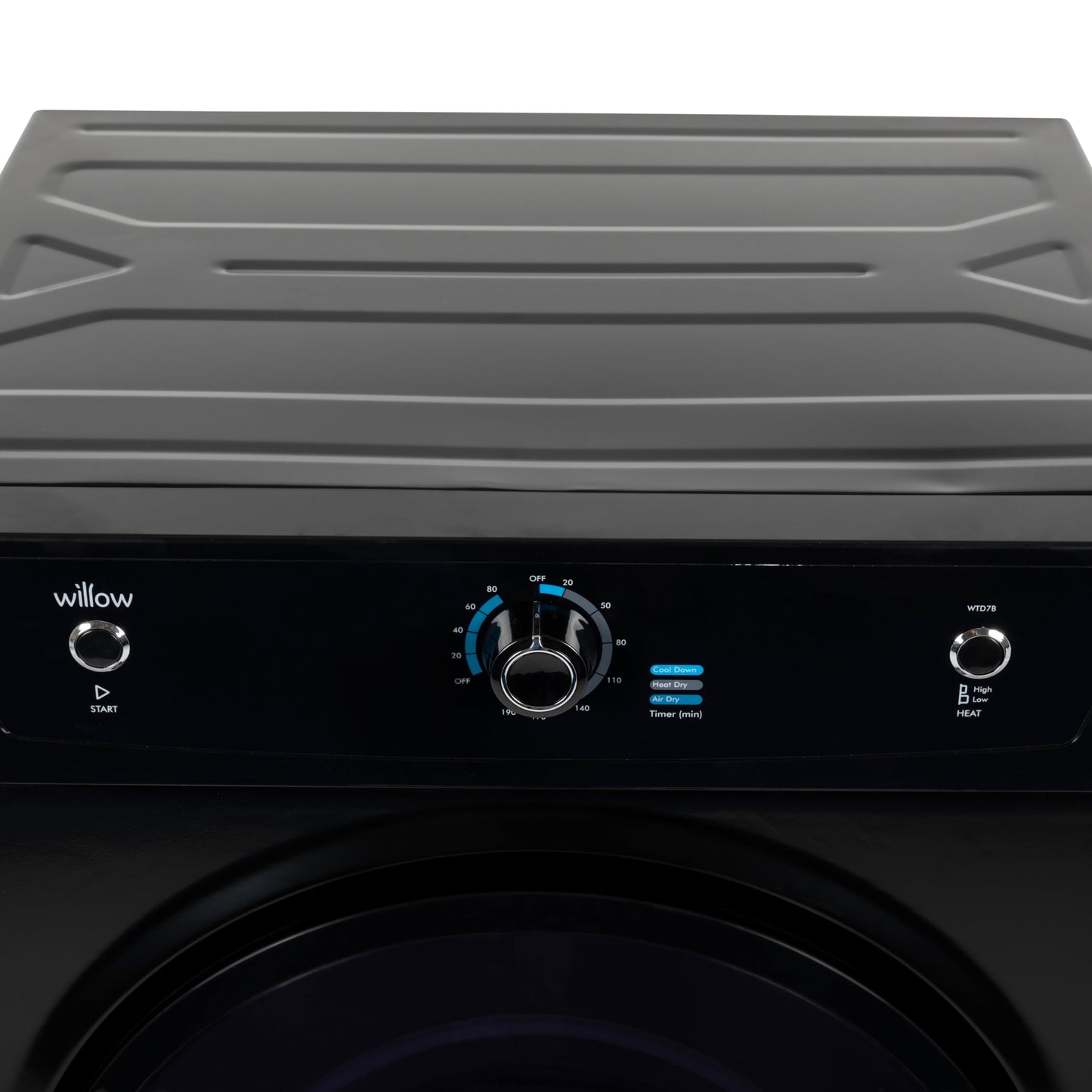 Willow WTD7B 7kg Vented Dryer, Front Loading with Child Lock, 3 Temperatures, Mehanical Controls, Crease Guard, 2 Year Warranty - Black