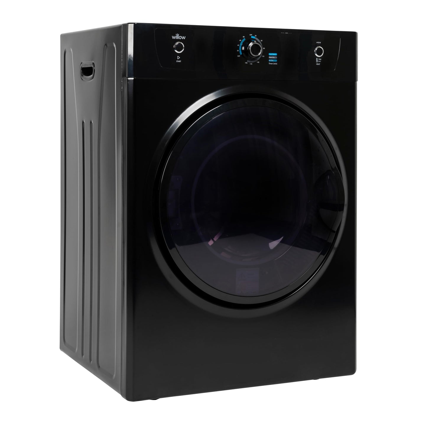 Willow WTD7B 7kg Vented Dryer, Front Loading with Child Lock, 3 Temperatures, Mehanical Controls, Crease Guard, 2 Year Warranty - Black