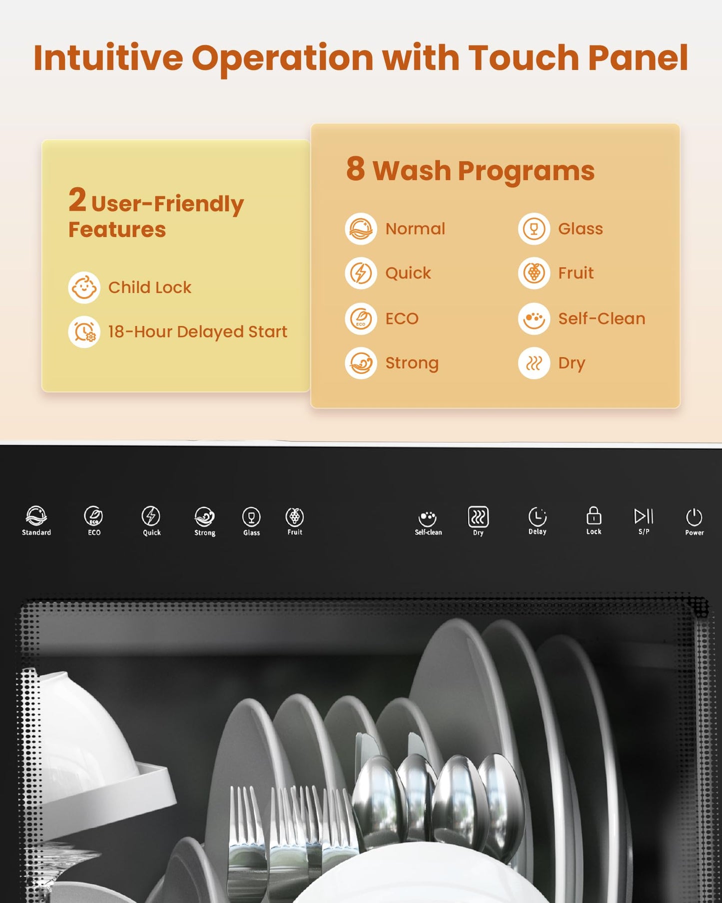 HAVA 2025 NEW Upgraded Table Top Dishwasher with Water Softener and Enhanced Energy Efficiency, Portable Dishwasher with 8 Wash Programs, Child Lock & Delayed Start Function, No Installation Needed