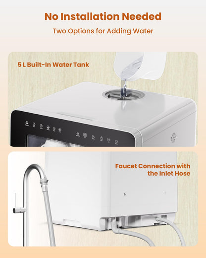 HAVA 2025 NEW Upgraded Table Top Dishwasher with Water Softener and Enhanced Energy Efficiency, Portable Dishwasher with 8 Wash Programs, Child Lock & Delayed Start Function, No Installation Needed