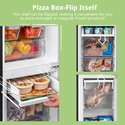 COMFEE' RCB169BL2UK(E) 174 Litre Freestanding Fridge Freezer, Low Frost, Adjustable thermostat, Energy Saving LED lights, Reversible Door Hinge, Low Noise- Black