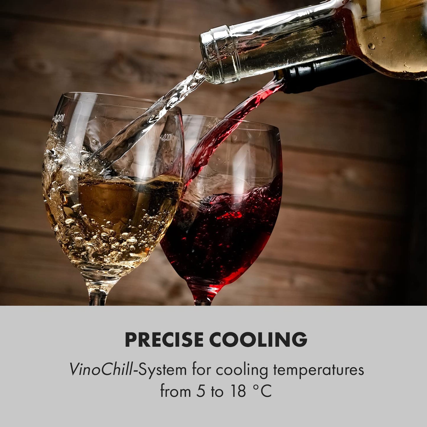KLARSTEIN Free-standing Wine Cooler Fridge, Single Zone Wine Fridge with Glass Door, 32L Slimline Drinks for Home Pub, Indoor/Outdoor Bar Fridge, 12 Bottles