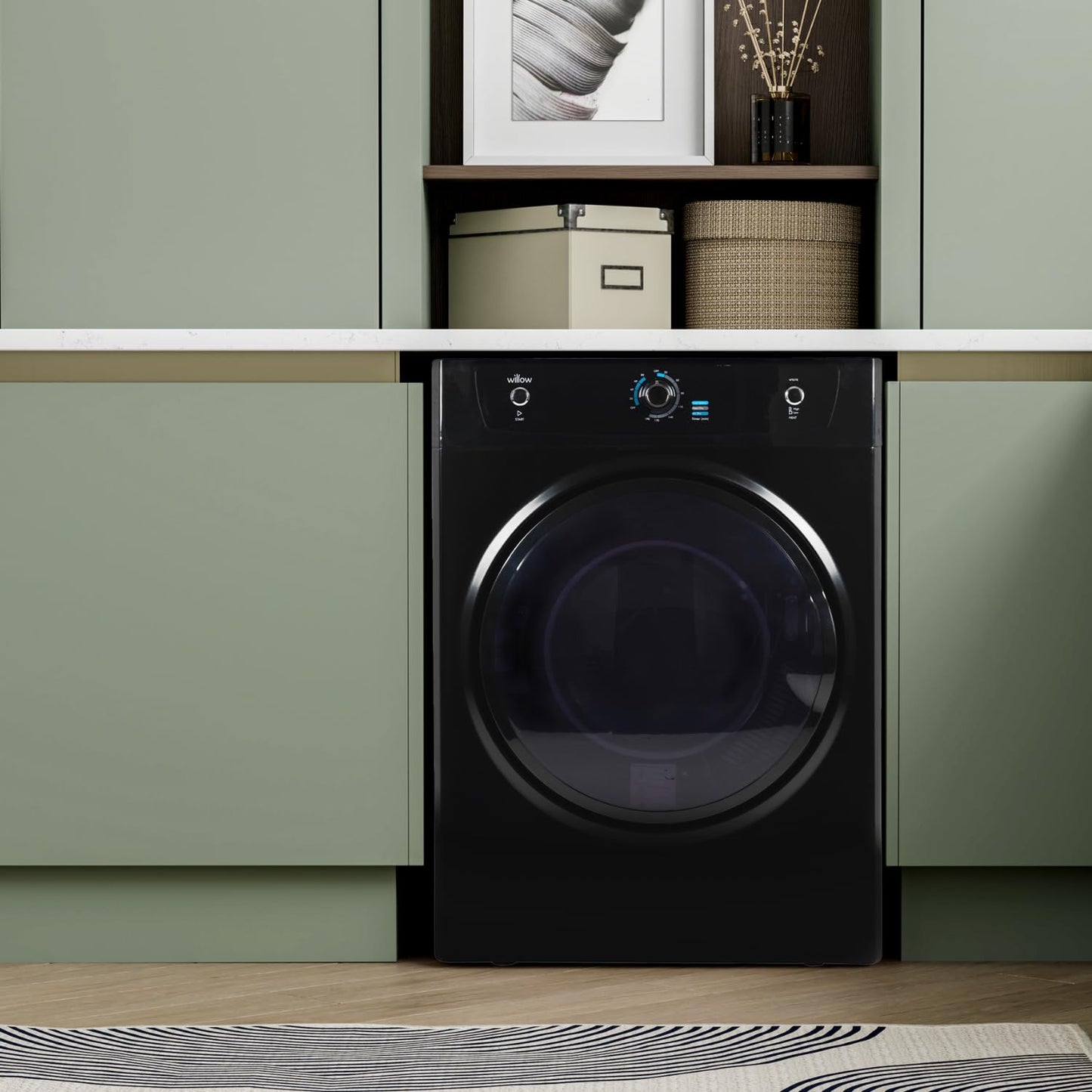 Willow WTD7B 7kg Vented Dryer, Front Loading with Child Lock, 3 Temperatures, Mehanical Controls, Crease Guard, 2 Year Warranty - Black