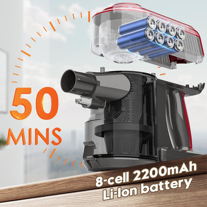 Akitas V10 30v 450W Max 50 Mins 3 Speed Cordless Vacuum Cleaner Upright Handheld Stick Lightweight Brushless Digital Control Motor Rechargeable Lithium Battery Good For Carpet Pet Hair
