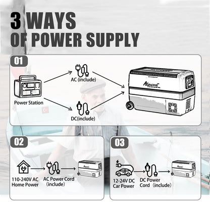 Alpicool T50 50L Compressor Car Refrigerator, Portable Camping Fridge DC 12v Freezer for TruckCampervanRVBoat, -20℃ to 20℃, with USB Socket