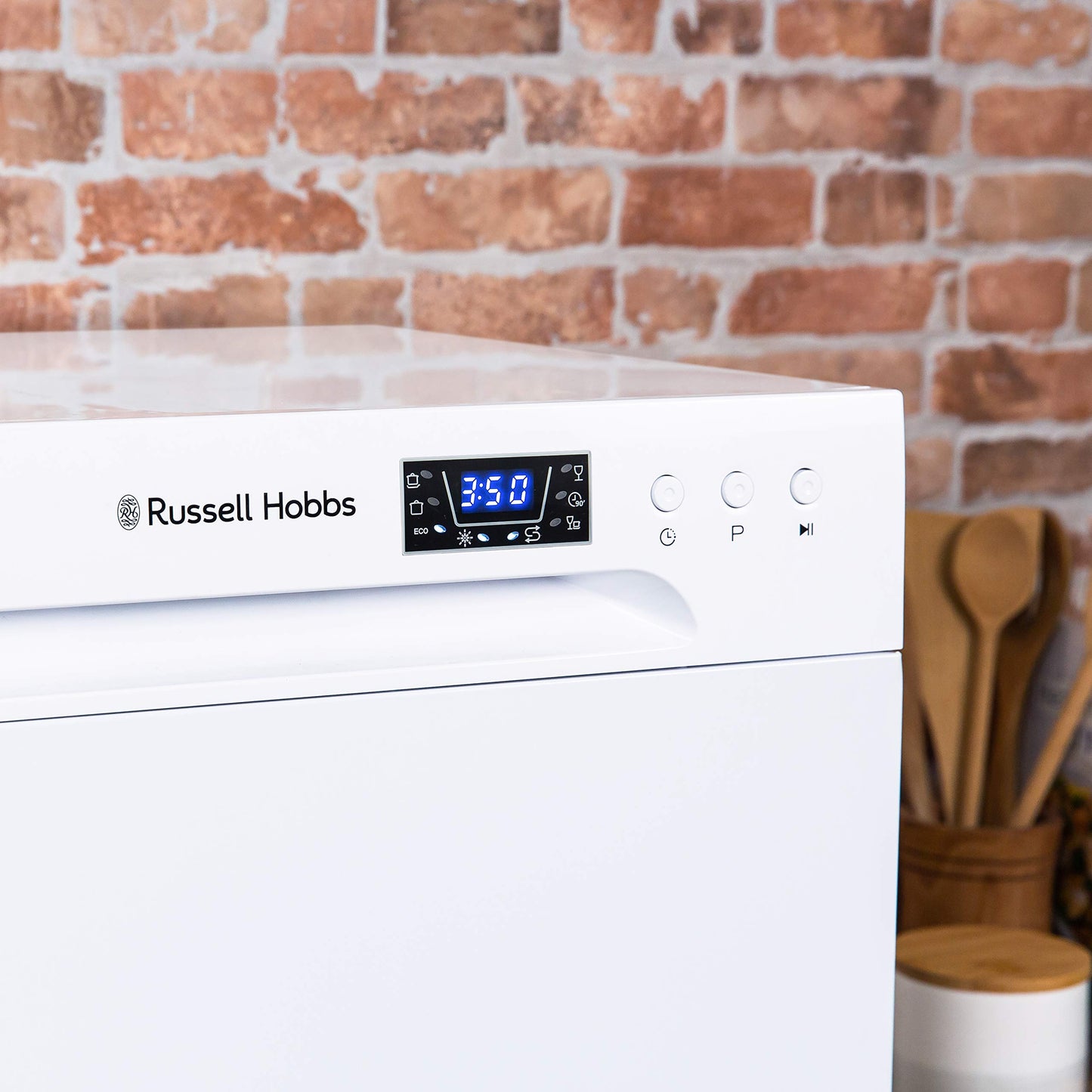 Russell Hobbs RHTTDW6W Freestanding Compact Dishwasher, Eco mode, 6 place_settings, White, Noise level : decibels 52