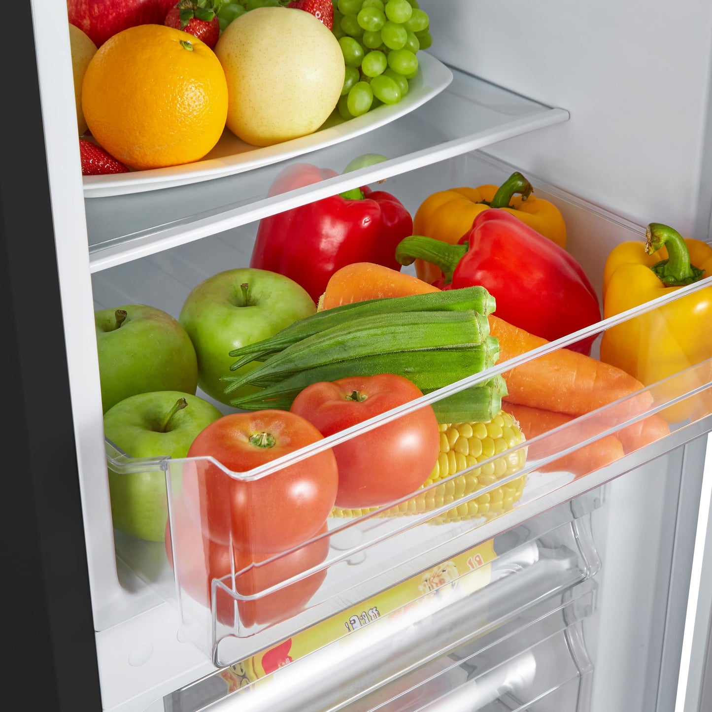 Fridgemaster MC50165EB 50cm Freestanding 60/40 Fridge Freezer - 175-litre capacity with Crisper box - Reversible Door - LED Lighting- 4 Star Freezer Rating - Black - E Rated