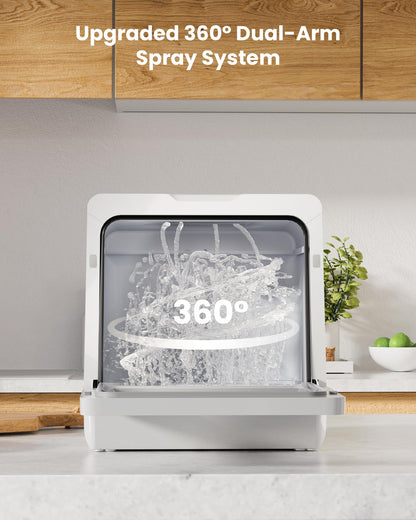 HAVA 2025 NEW Upgraded Table Top Dishwasher with Water Softener and Enhanced Energy Efficiency, Portable Dishwasher with 8 Wash Programs, Child Lock & Delayed Start Function, No Installation Needed