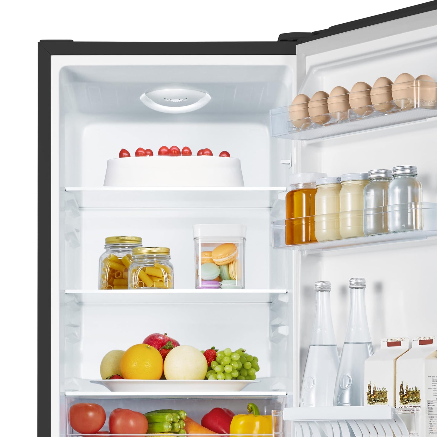 Fridgemaster MC50165EB 50cm Freestanding 60/40 Fridge Freezer - 175-litre capacity with Crisper box - Reversible Door - LED Lighting- 4 Star Freezer Rating - Black - E Rated