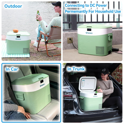 BINGI Portable Car Fridge Freezer 22L, 12V/24V DC & 100-240V AC Dual Power, -18℃ to 15℃ Adjustable Car Refrigerator, Cooler Box for Camping Campervan, Travel, RV, Truck, Picnic, Boat
